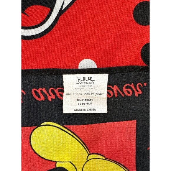 Vintage Disney Mickey Mouse Red & Black Bandana Scarf Headwear - Picture 3 of 6